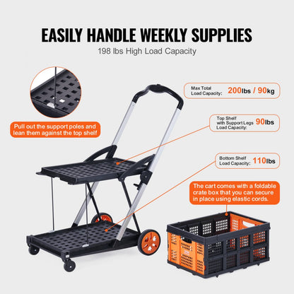 JY-FC2 - Versatile Collapsible Cart for 198 lbs, Includes Storage Crate