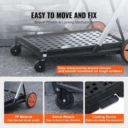 JY-FC2 - Versatile Collapsible Cart for 198 lbs, Includes Storage Crate