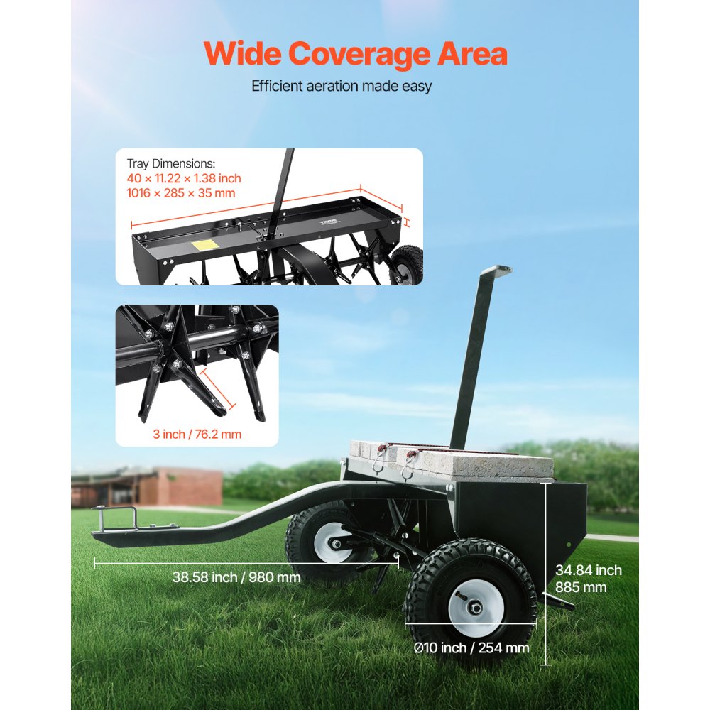 N1011 - 40-Inch Tow Behind Aerator for Healthy Grass and Soil