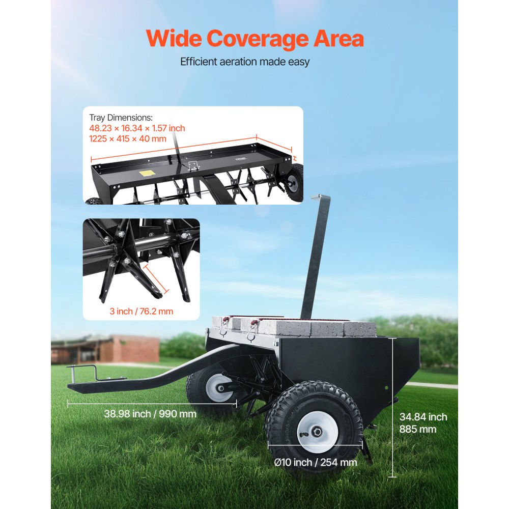 N1012 - 48-Inch Tow Behind Aerator for Lush Lawns and Enhanced Soil