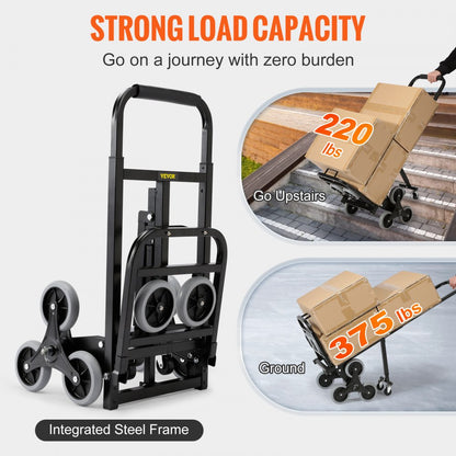 010985920340 - Heavy-Duty VEVOR Stair Climbing Hand Truck, Adjustable Handle & 375 lbs Capacity