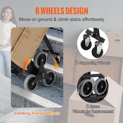 010985920340 - Heavy-Duty VEVOR Stair Climbing Hand Truck, Adjustable Handle & 375 lbs Capacity