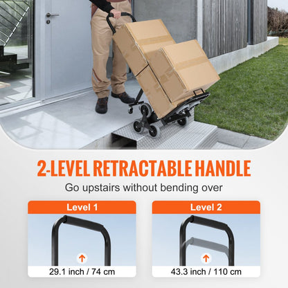 010985920340 - Heavy-Duty VEVOR Stair Climbing Hand Truck, Adjustable Handle & 375 lbs Capacity