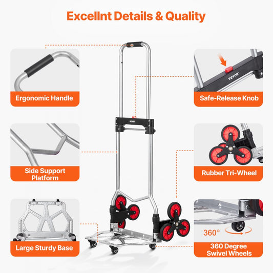2022FKB - Heavy-Duty Stair Climbing Cart with 6 Wheels & Folding Design