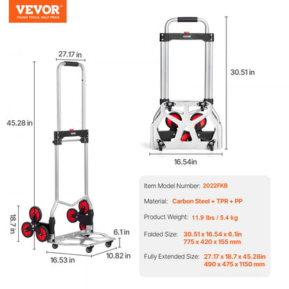 2022FKB - Heavy-Duty Stair Climbing Cart with 6 Wheels & Folding Design
