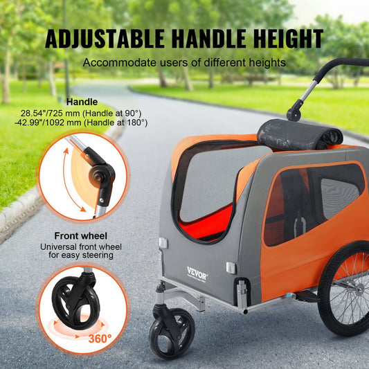 TS806 - Versatile Dog Bike Trailer & Stroller, Supports 66 lbs, Quick Connect