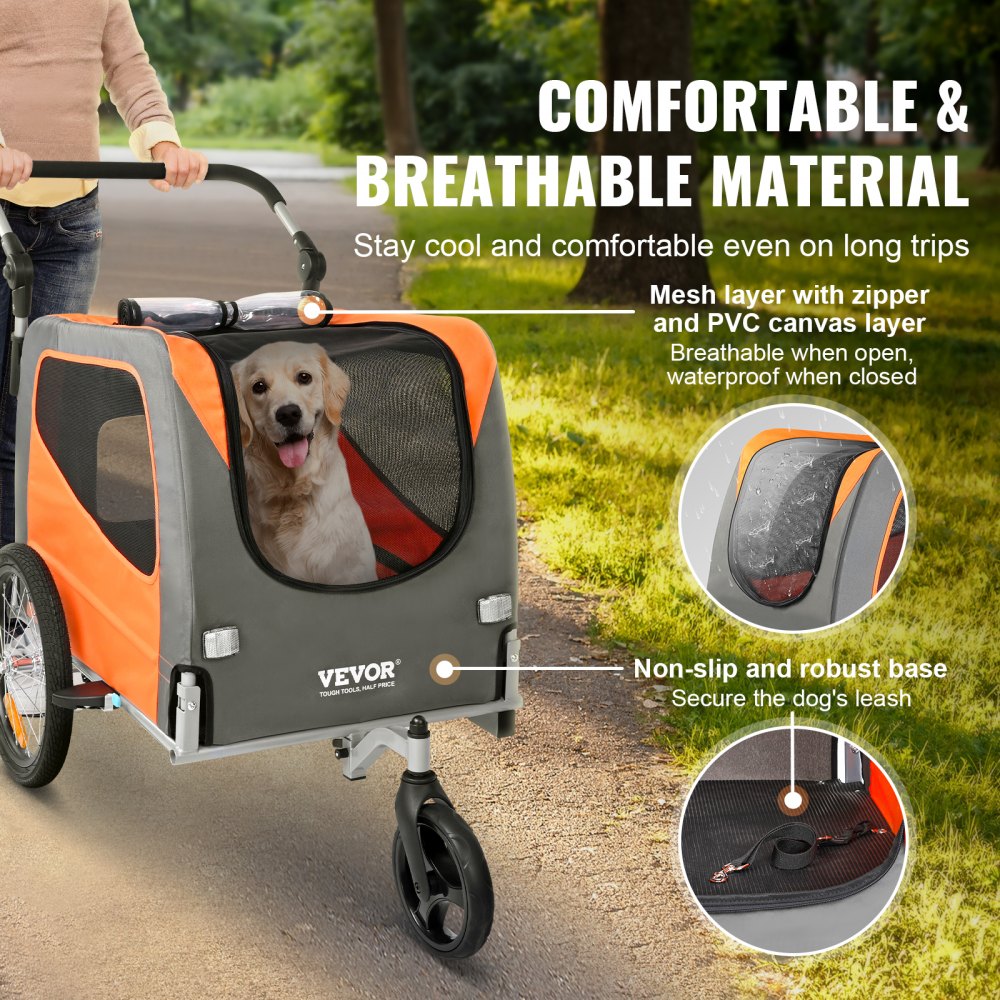 TS806 - Versatile Dog Bike Trailer & Stroller, Supports 66 lbs, Quick Connect