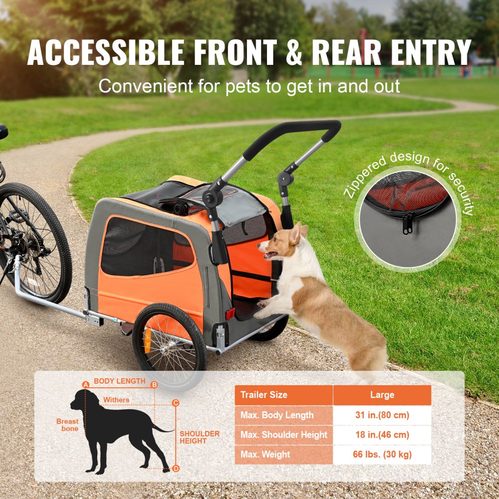 TS806 - Versatile Dog Bike Trailer & Stroller, Supports 66 lbs, Quick Connect