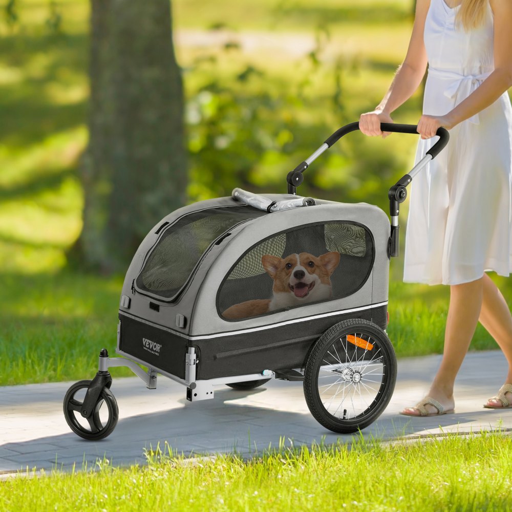TS810 - 2-in-1 Dog Bike Trailer & Stroller, 88 lbs Capacity, Adjustable Handle