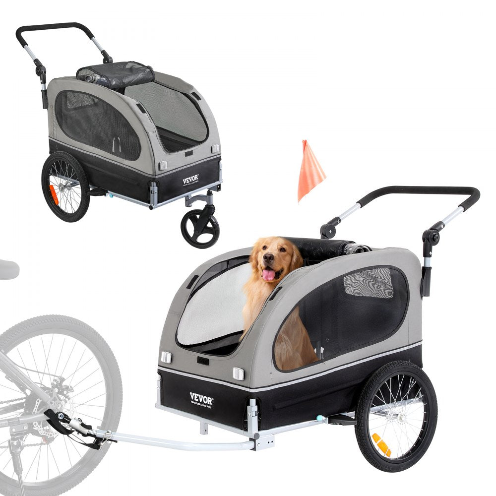 TS810 - 2-in-1 Dog Bike Trailer & Stroller, 88 lbs Capacity, Adjustable Handle