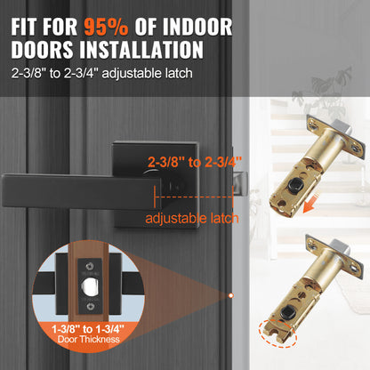 KJ2118-PS-BLK - Matte Black Universal Door Handles 5 Pack with Adjustable Latch