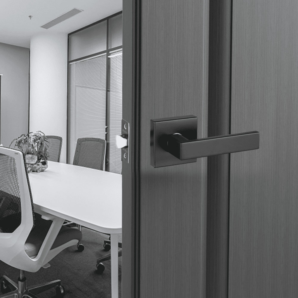 KJ2118-PS-BLK - Matte Black Universal Door Handles 5 Pack with Adjustable Latch