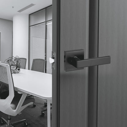 KJ2118-PS-BLK - Matte Black Universal Door Handles 5 Pack with Adjustable Latch