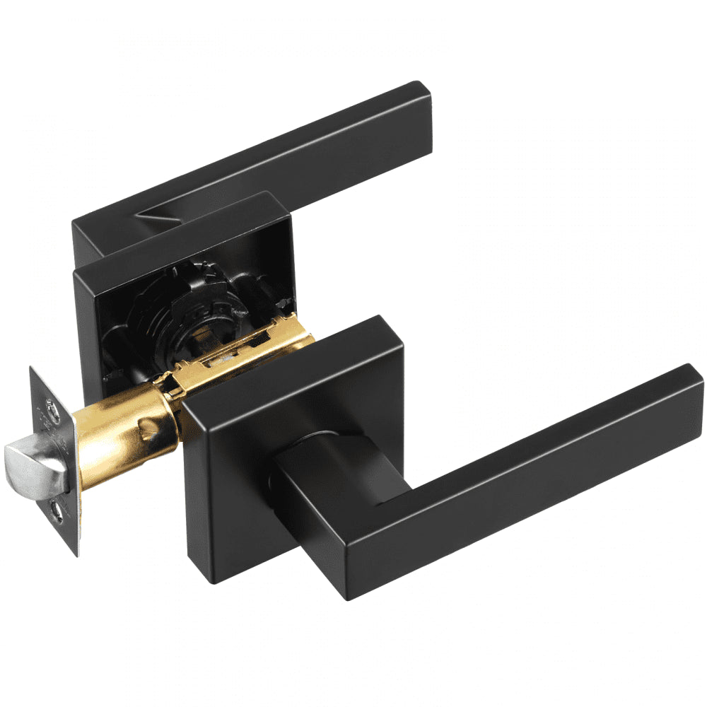 KJ2118-PS-BLK - Matte Black Universal Door Handles 5 Pack with Adjustable Latch