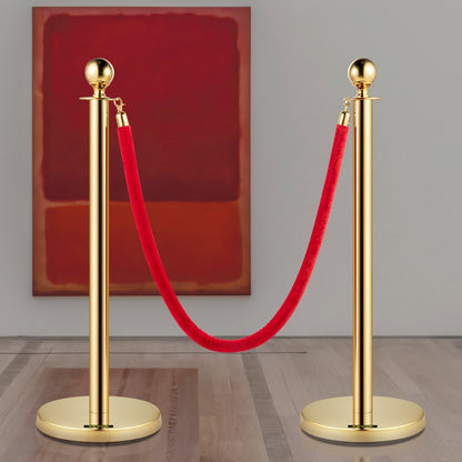 Gold Stanchion 2Pcs - Elegant Stainless Steel Posts with Durable Velvet Ropes