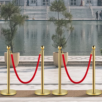 Gold Stanchion 4Pcs - Elegant Velvet Rope Posts for Crowd Control Events