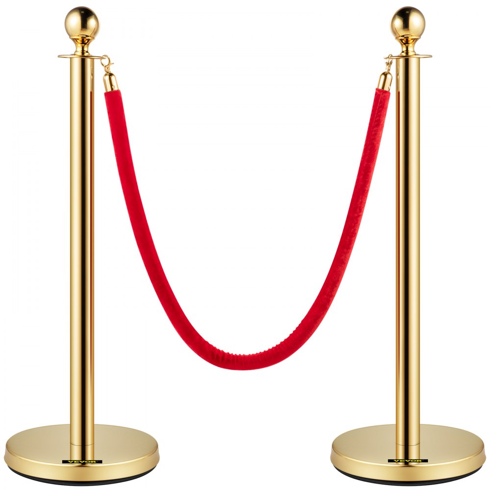 Gold Stanchion 4Pcs - Elegant Velvet Rope Posts for Crowd Control Events