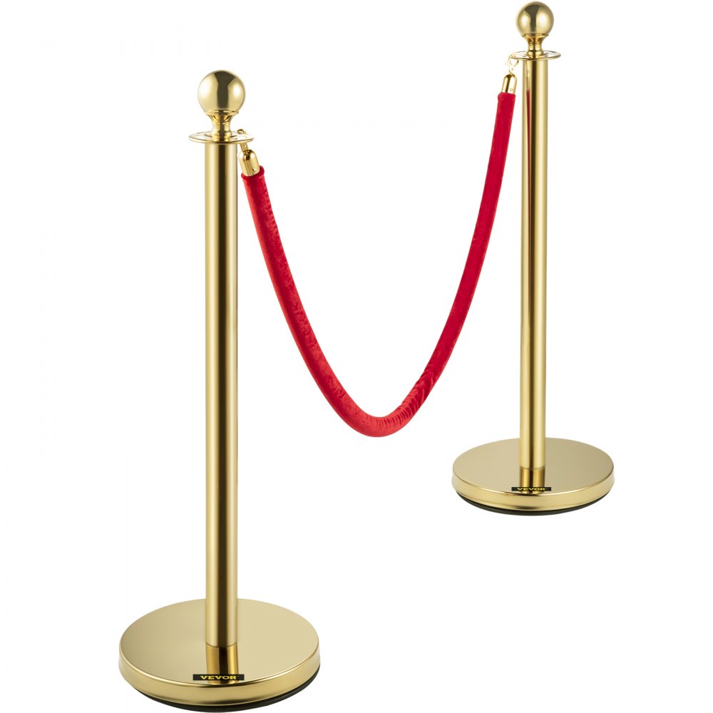 Gold Stanchion 4Pcs - Elegant Velvet Rope Posts for Crowd Control Events