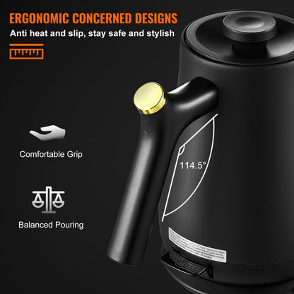 PY0805 - 1L Electric Gooseneck Kettle with Fast Boil & Precise Control