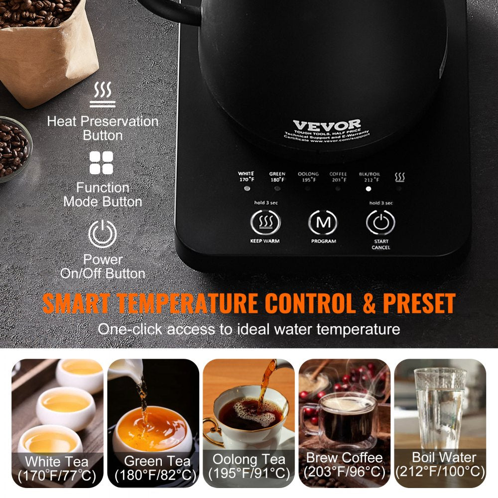 PY0805-WD - 1L Electric Gooseneck Kettle with Temperature Control