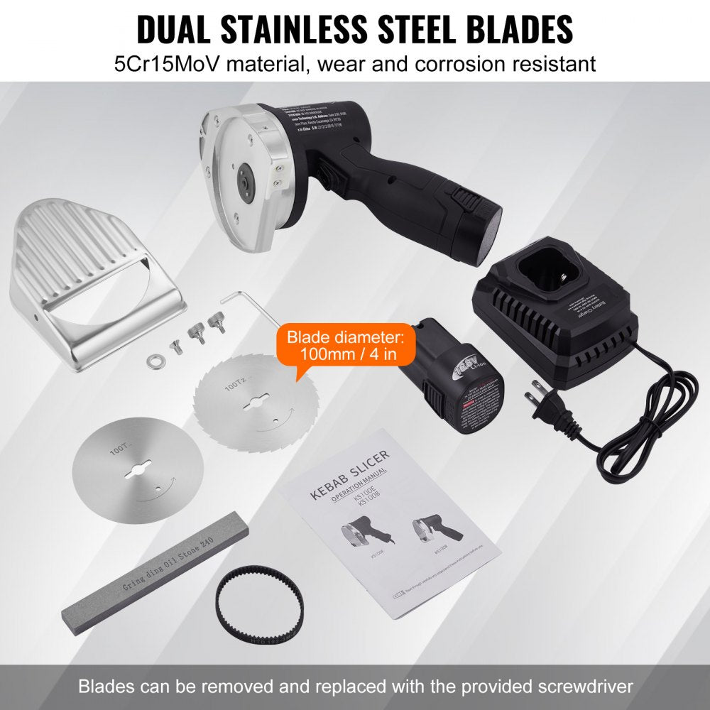 KS-100B-1 - Cordless Electric Shawarma Knife with Adjustable Thickness
