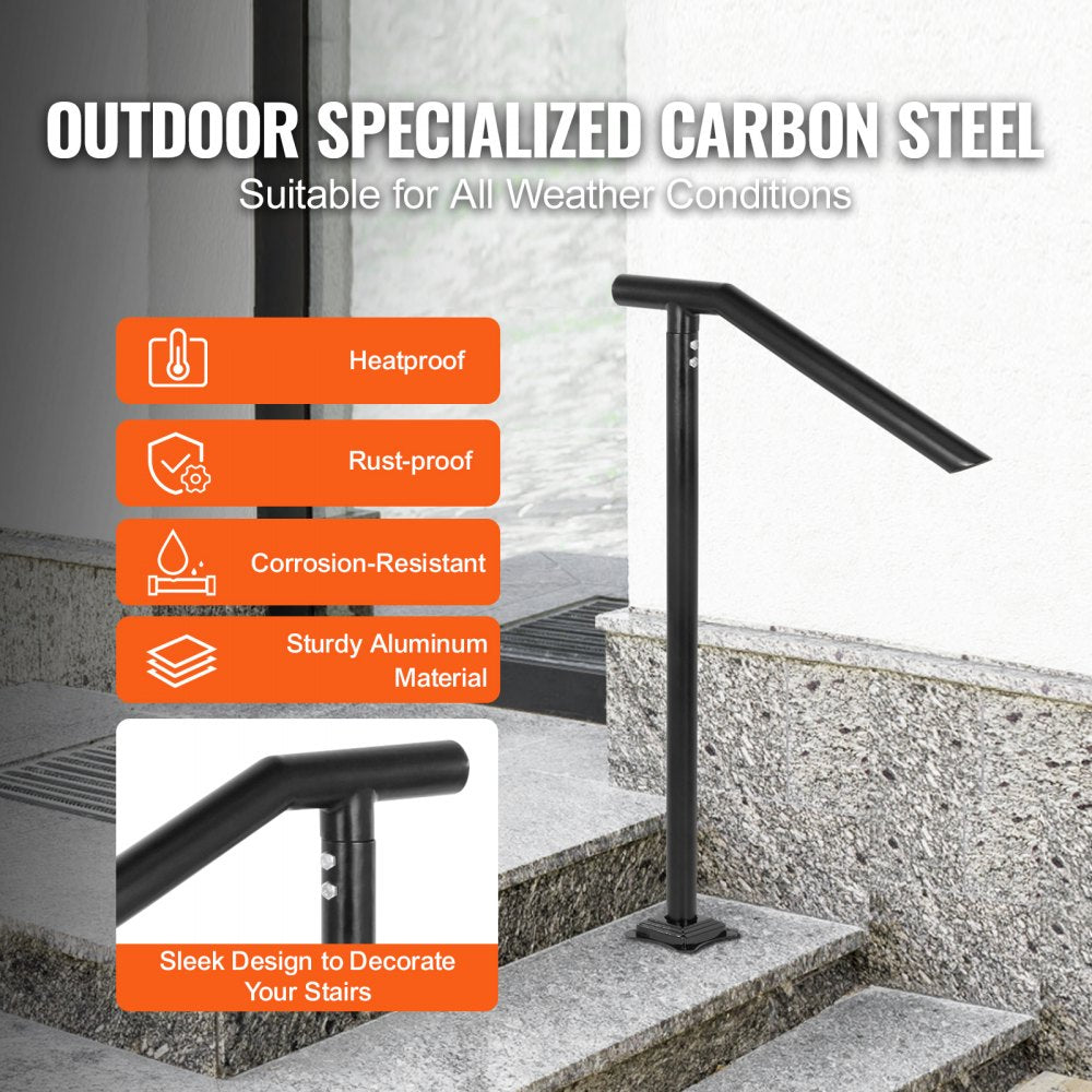 DLZ-3STEP - Sturdy Iron Handrail for 2-3 Steps, 441 lbs Capacity