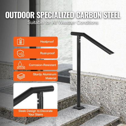 DLZ-3STEP - Sturdy Iron Handrail for 2-3 Steps, 441 lbs Capacity
