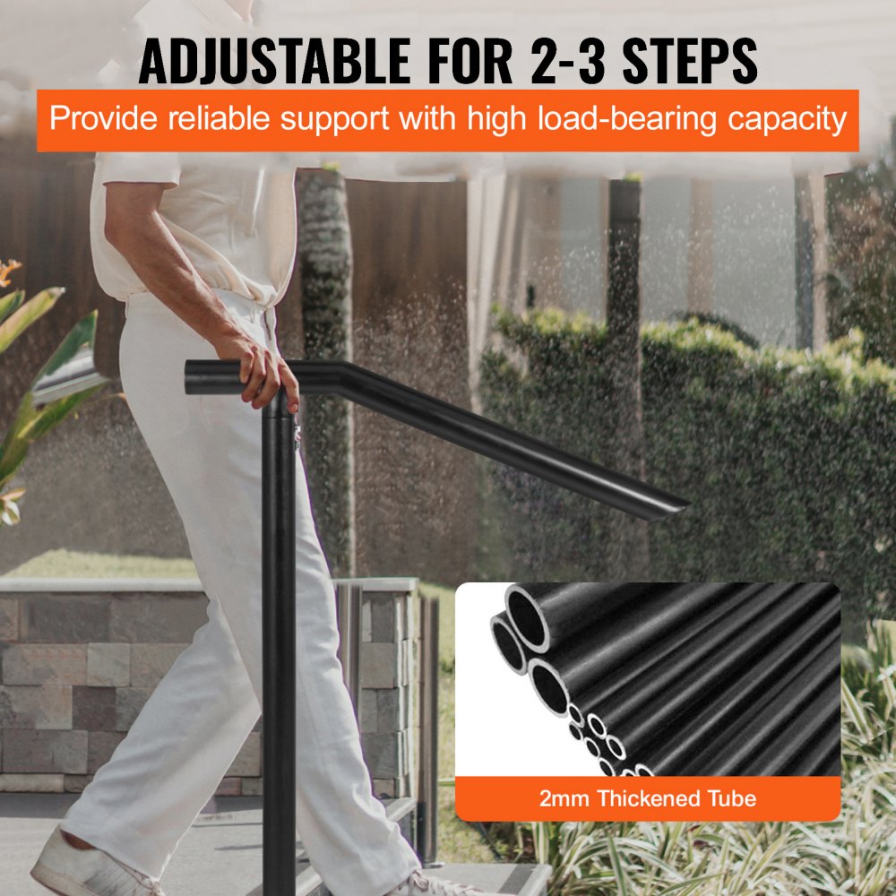DLZ-3STEP - Sturdy Iron Handrail for 2-3 Steps, 441 lbs Capacity