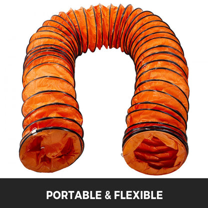 010792558978 - 25FT 8" Flexible PVC Duct Hose with Quick-Connect Ropes