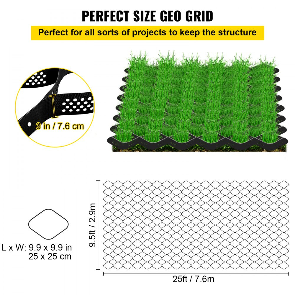 VV-TGGS25X9FT3INBDD - 25x9.5ft Heavy-Duty Geo Grid for Driveway Stabilization