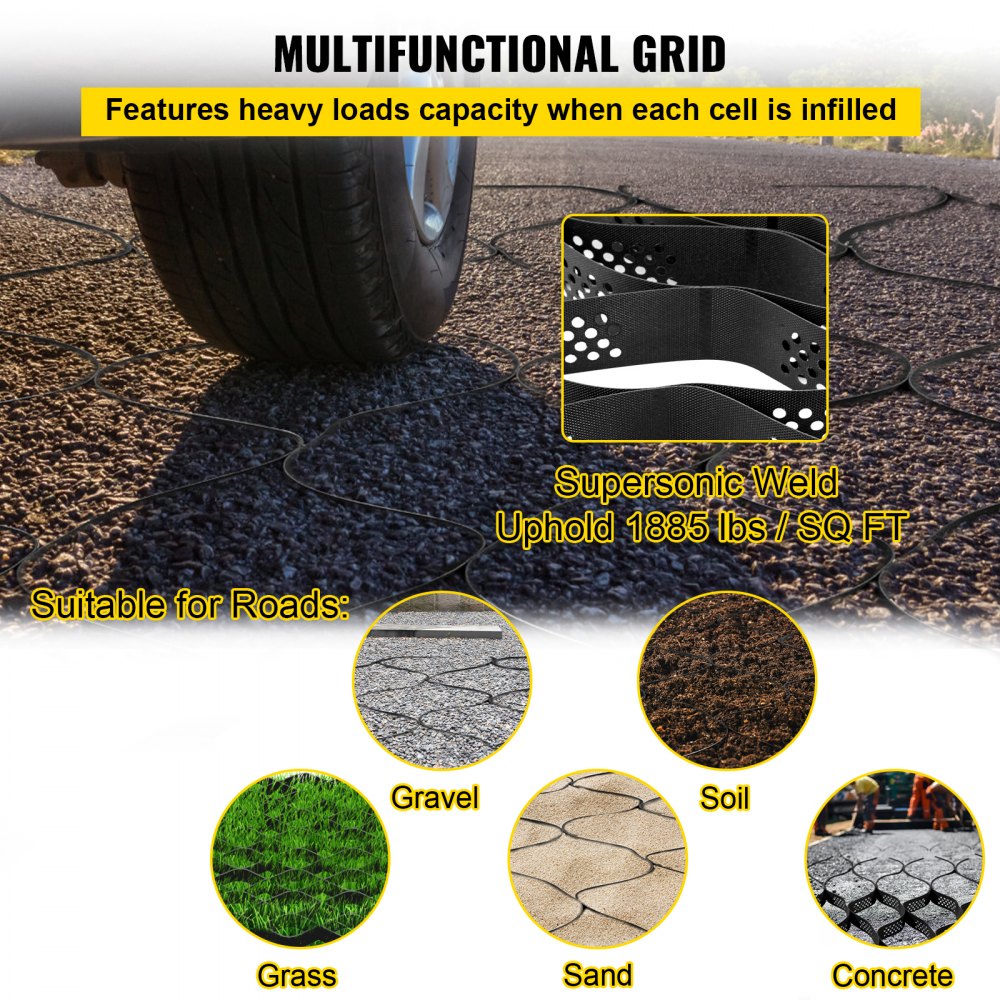 VV-TGGS25X9FT3INBDD - 25x9.5ft Heavy-Duty Geo Grid for Driveway Stabilization