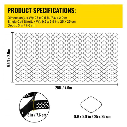 VV-TGGS25X9FT3INBDD - 25x9.5ft Heavy-Duty Geo Grid for Driveway Stabilization