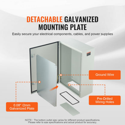 SPT-705025 - 28x20x10” Waterproof Cold Rolled Steel Electrical Enclosure