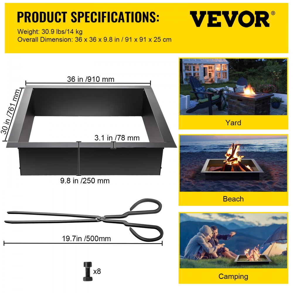 VV-FPR-FX-30 - Durable 30-Inch Steel Fire Pit Ring for DIY Projects