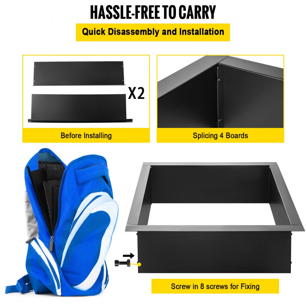 VV-FPR-FX-36 - 36-Inch Steel Fire Pit Ring with Tongs and Easy Assembly