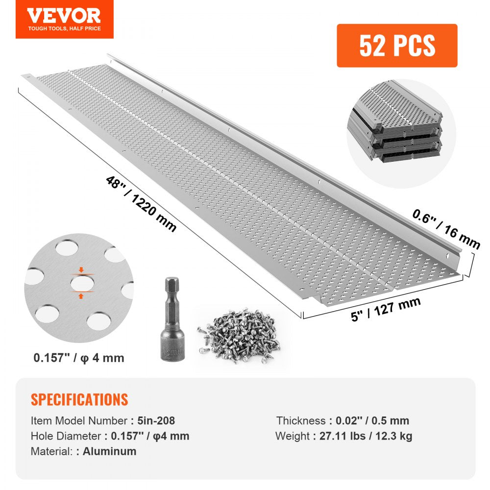 5in-208 - VEVOR 5" Aluminum Leaf Guard for Gutter Protection