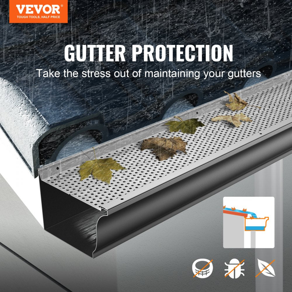 6in-104 - Aluminum Gutter Guard, 6" Width, DIY Leaf Filter System