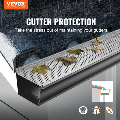 6in-104 - Aluminum Gutter Guard, 6" Width, DIY Leaf Filter System