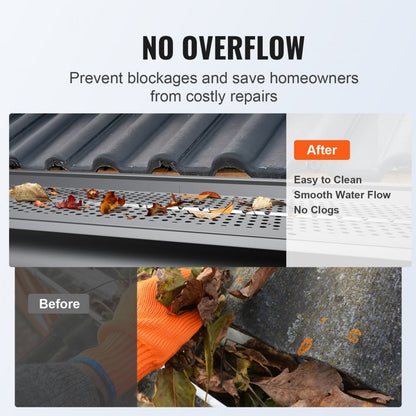 6in-104 - Aluminum Gutter Guard, 6" Width, DIY Leaf Filter System