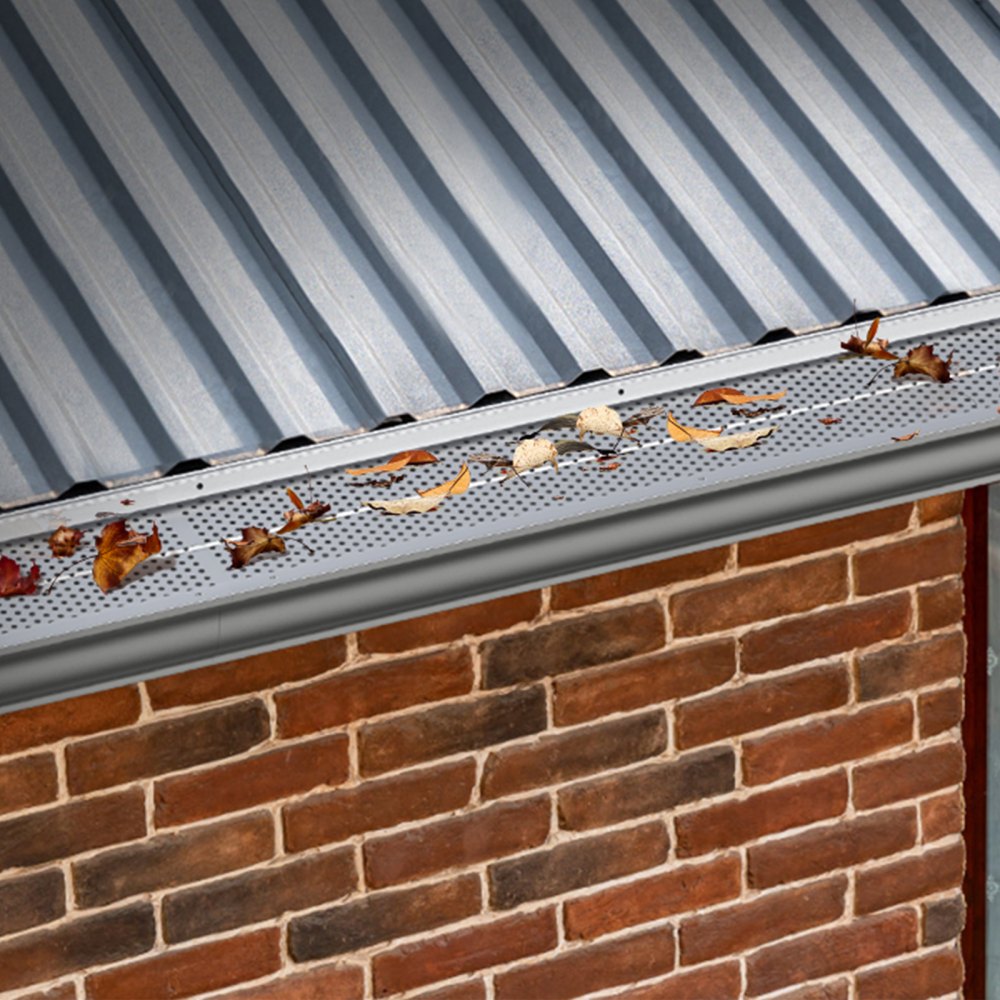 6in-104 - Aluminum Gutter Guard, 6" Width, DIY Leaf Filter System