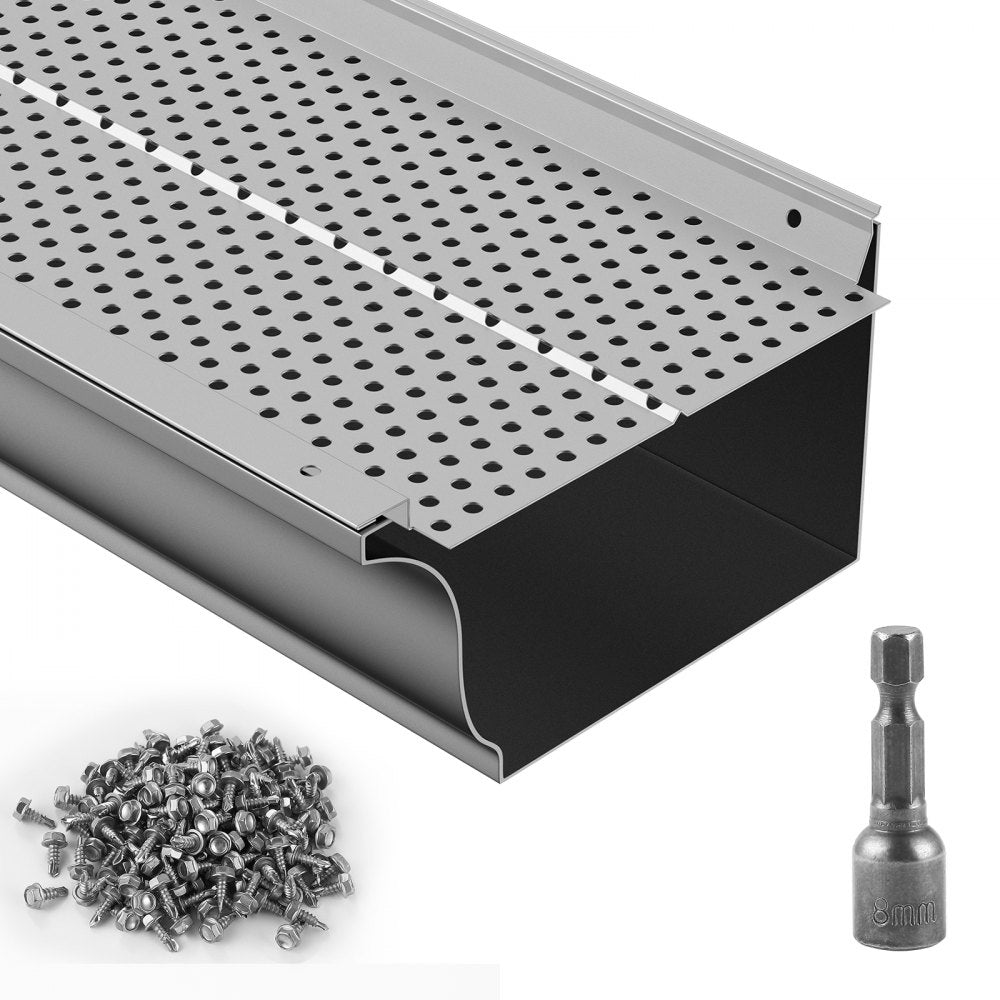 6in-104 - Aluminum Gutter Guard, 6" Width, DIY Leaf Filter System