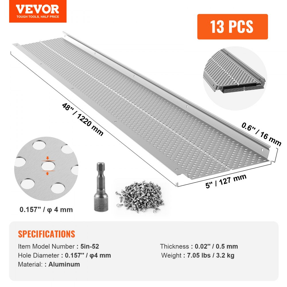 5in-52 VEVOR 52ft Aluminum Gutter Guards - Effective Leaf Protection