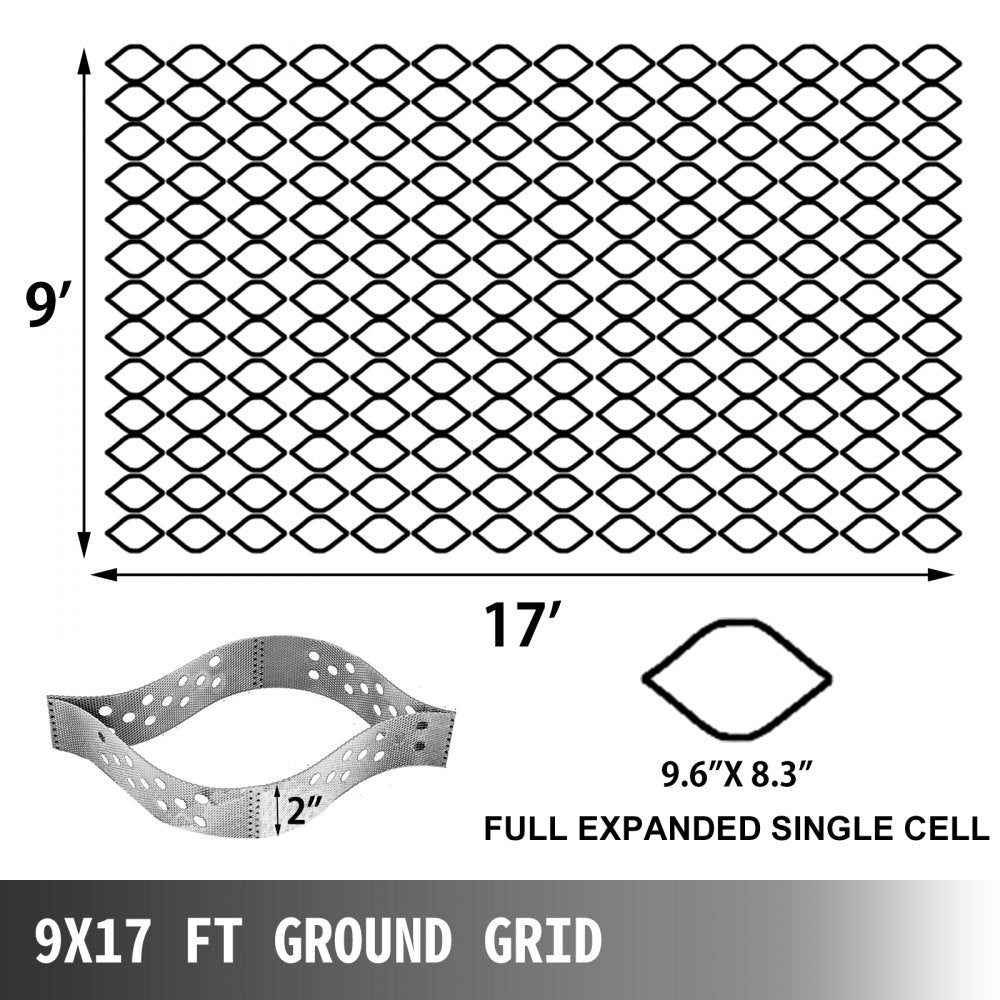 010506207542 - HDPE Gravel Grid 9x17 ft for Driveways & Landscaping