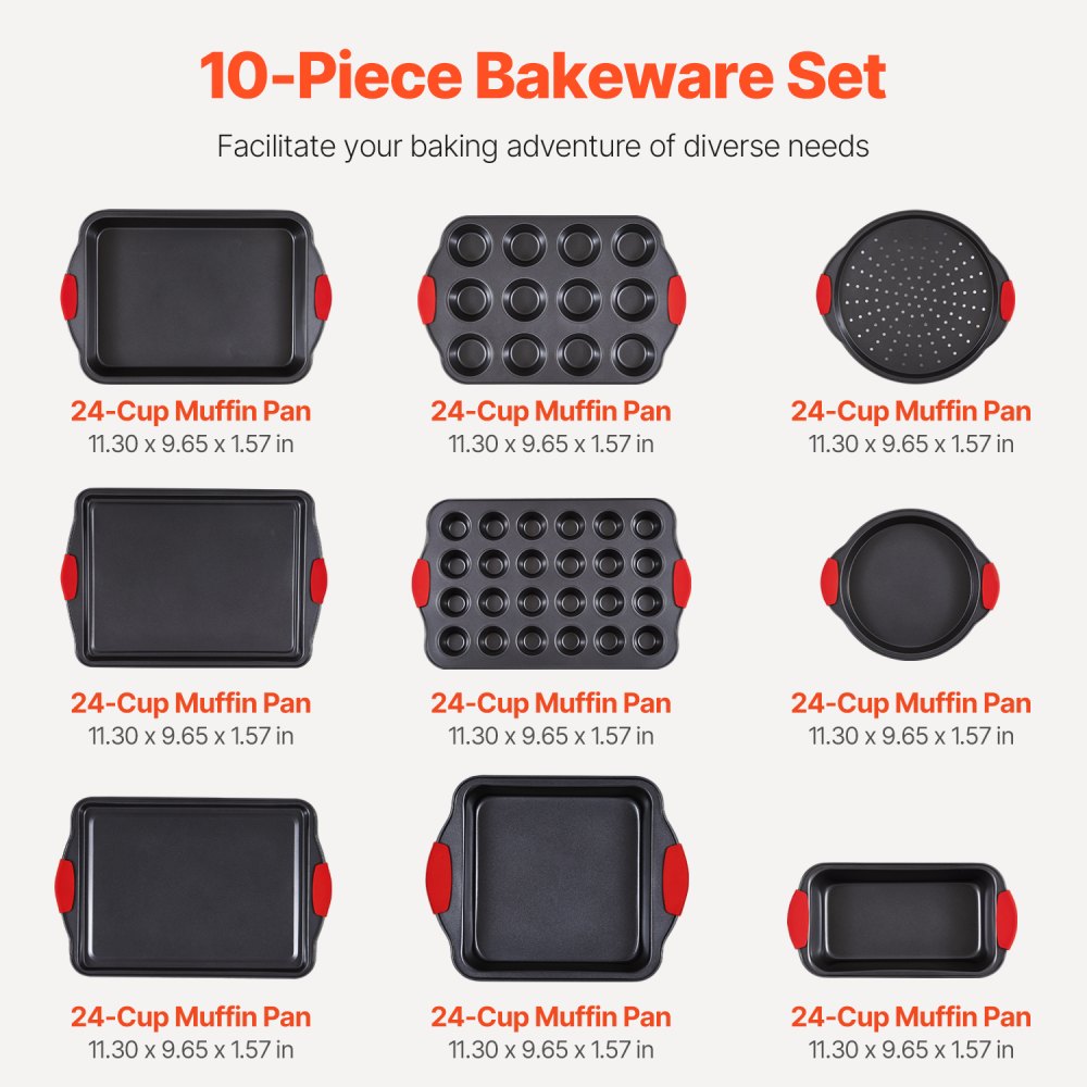 QT026 - 10-Piece Non-Stick Carbon Steel Bakeware Set for Every Baker