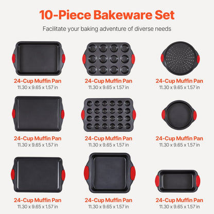 QT026 - 10-Piece Non-Stick Carbon Steel Bakeware Set for Every Baker