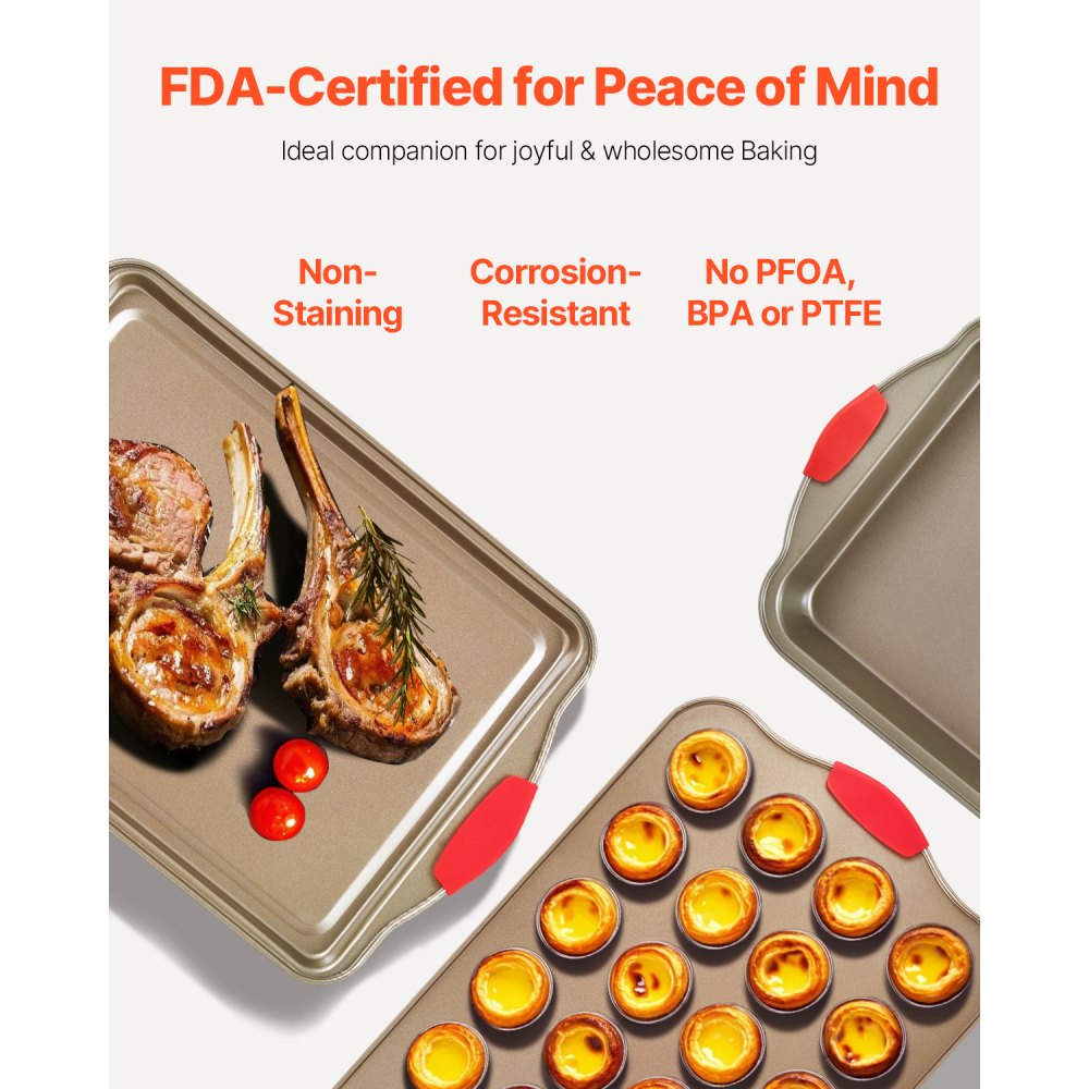 QT026 - 10-Piece Carbon Steel Baking Set, Non-Stick, 450℉ Heat Resistant