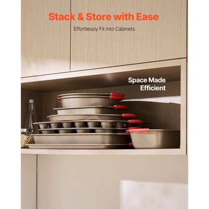 QT026 - 10-Piece Carbon Steel Baking Set, Non-Stick, 450℉ Heat Resistant