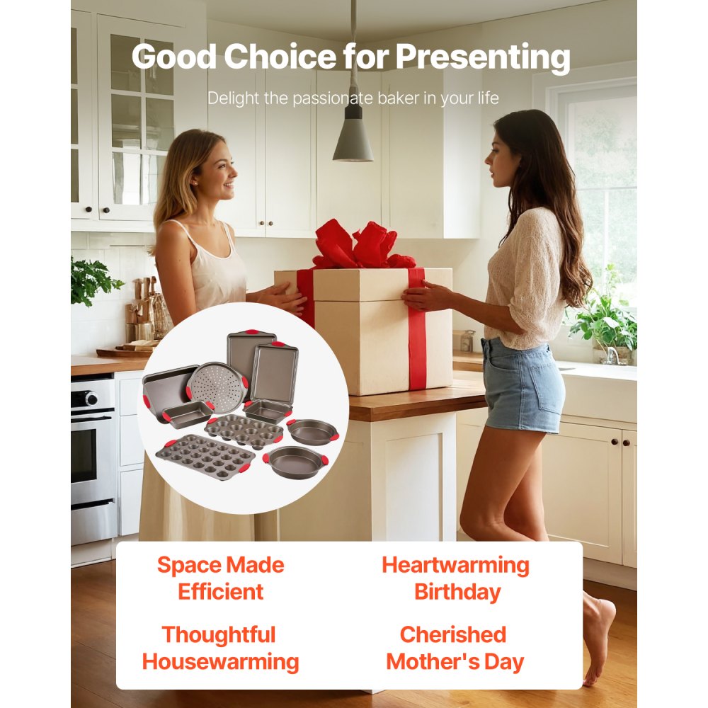 QT026 - 10-Piece Carbon Steel Baking Set, Non-Stick, 450℉ Heat Resistant