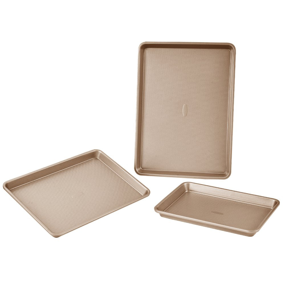 Q8112 - 3 Square Pans Carbon Steel Bakeware Set, Non-Stick Finish