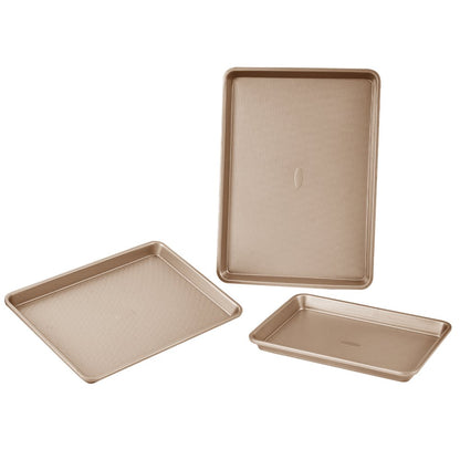 Q8112 - 3 Square Pans Carbon Steel Bakeware Set, Non-Stick Finish